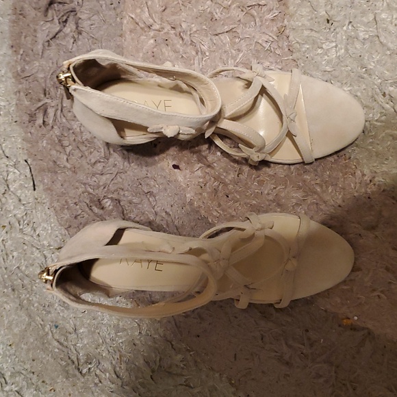 RAYE Suede Nude Strappy High Heel Sandals Sz 37.5 US 7.5 - Picture 2 of 10
